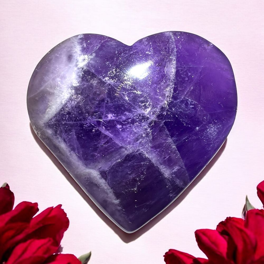 Dream Amethyst Crystal Heart Carving